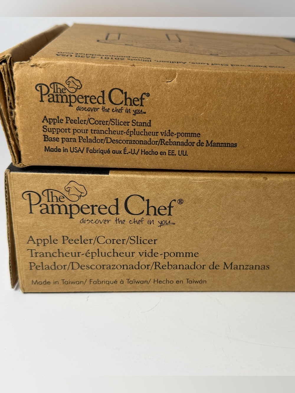 Pampered Chef Apple Peeler Corer Slicer #2430 & Wood Stand #2435 Vintage NIB - Picture 4 of 4